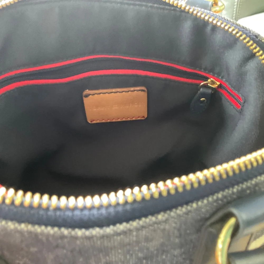 Tommy Hilfiger Fabric Handbag Navy Blue & White